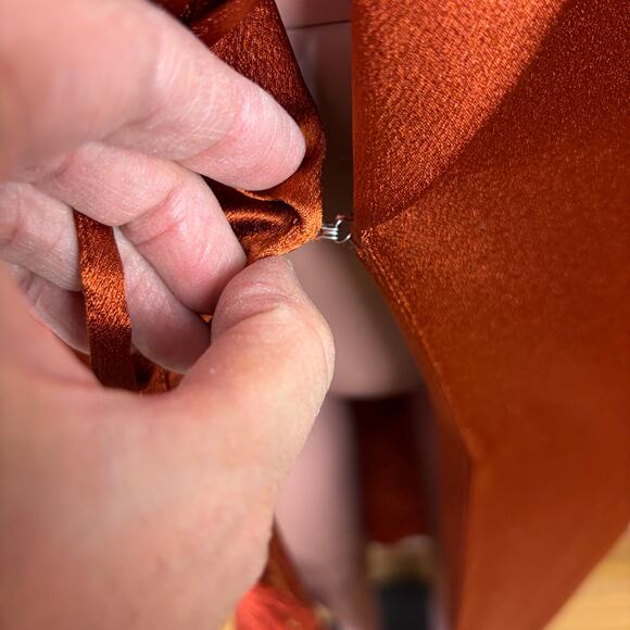 Tularosa (Revolve) Lani Satin Jacket Robe Kimono Bronze Orange XS flare sleeve - Picture 9 of 12